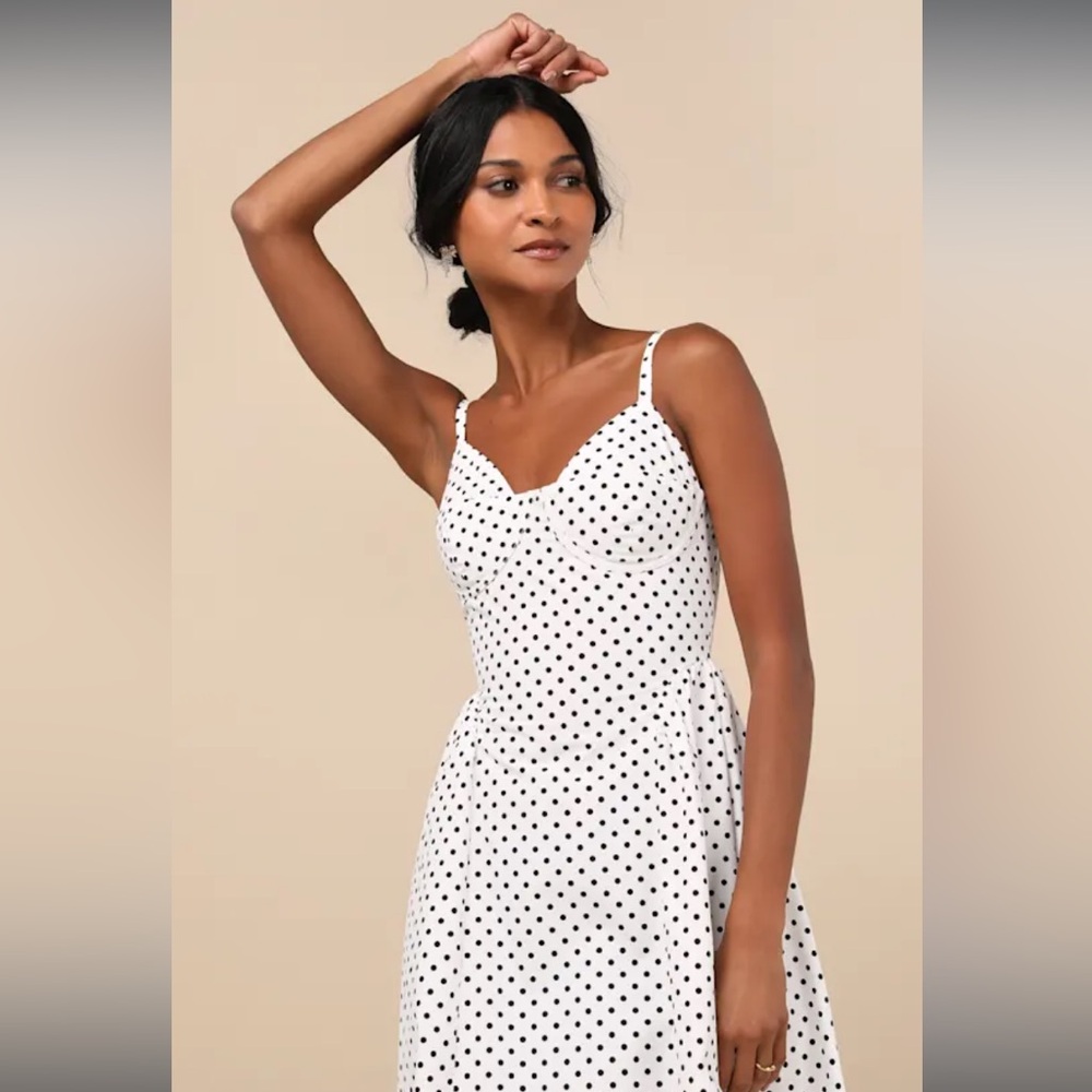 White Polka Dot Spaghetti Strap Dress
